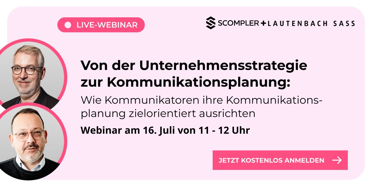 Von der Unternehmensstrategie zur Themenarchitektur: Erfahrt in unserem Webinar am 16. Juli, wie Ihr Eure Kommunikationsplanung zielorientiert ausrichtet! Unsere Experten zeigen Euch warum strategische Kommunikation ein wesentlicher Erfolgsfaktor ist. 🚀
👉hubs.ly/Q02CbpZH0