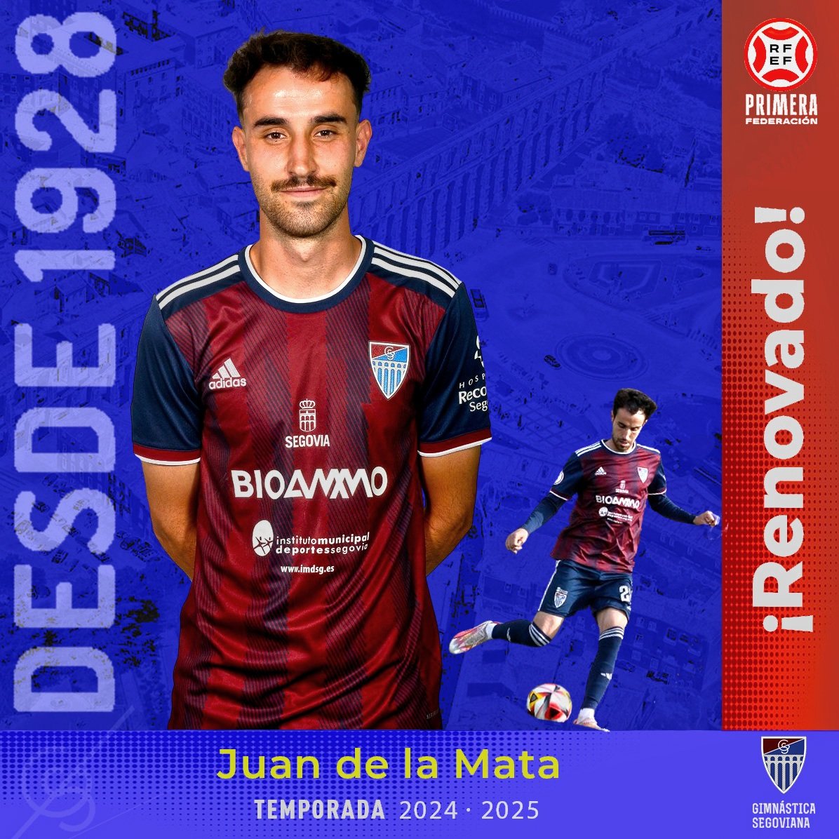 📢 Juan de la Mata vestirá un año más de azulgrana.
<a href="/juaangarci6/">juan de la mata</a> 
👁 gimnasticasegoviana.es 
#AúpaSego🔵🔴