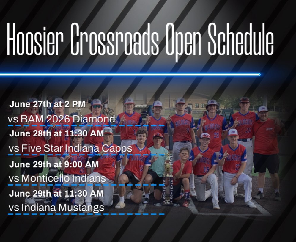 Ohio Wildcats 2026 (@ohwildcats2026) on Twitter photo Wildcats head to Indiana this weekend for the Hoosier Crossroads Open
<a href="/Xroads_Baseball/">Crossroads Baseball Series</a> <a href="/taylorbaseball/">taylorbaseball</a> <a href="/JustinBarber16/">Justin Barber</a> <a href="/AURavensBSB/">AU Ravens Baseball</a> <a href="/BrandonRSchnepp/">Brandon Schnepp</a> Wildcats head to Indiana this weekend for the Hoosier Crossroads Open
<a href="/Xroads_Baseball/">Crossroads Baseball Series</a> <a href="/taylorbaseball/">taylorbaseball</a> <a href="/JustinBarber16/">Justin Barber</a> <a href="/AURavensBSB/">AU Ravens Baseball</a> <a href="/BrandonRSchnepp/">Brandon Schnepp</a>