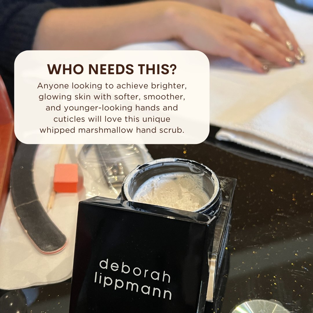 We love the deborah lippmann Marshmallow Hand Scrub because it lifts dead skin cells and clear pores! 🤎🤎🤎

Experience smoother and brighter skin and book your manicure appointment before the long weekend! 

(306) 692-1012

#glowing #skincaretips #manicure #saskspa