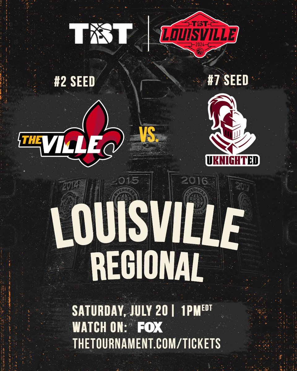 TBT’s Louisville Regional Bracket and The Ville’s Round 1 matchup are set!

TBT Tickets: thetournament.com/tickets