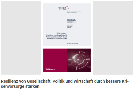 TABundestag's tweet photo. Wie kann sich die Politik auf mögliche zukünftige systemische Krisen besser vorbereiten? 
Eine neue TAB-Studie zeigt Handlungsoptionen für eine bessere #Früherkennung und eine präventive und transformative #Resilienzpolitik auf.👇 https://t.co/9OVas1SkAR

#Krisenradar #Resilienz https://t.co/aXg0BqlZnB