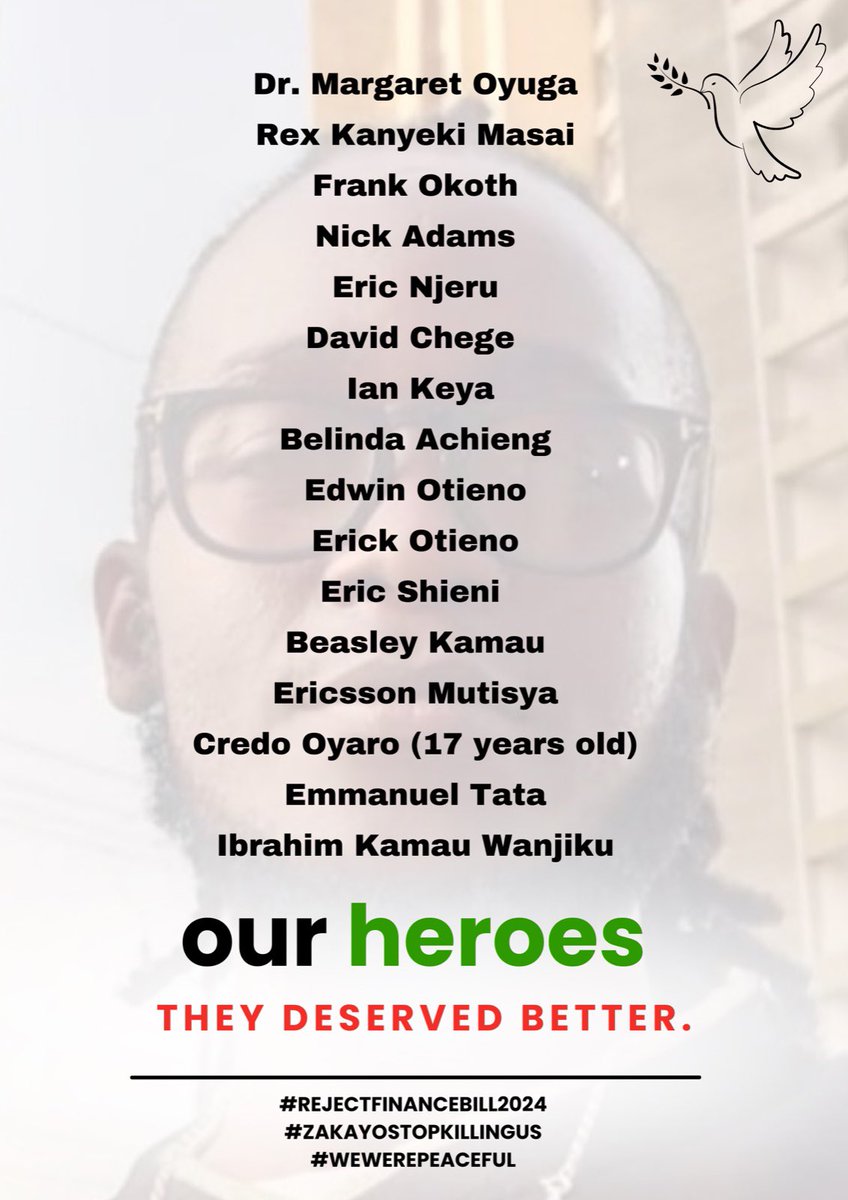 I encourage all rising stars to Honor the spirits of our Departed champions Tomorrow. Tie your mouth and make a silent protest
Dear KDF
DP Gachagua
Osoro
#RutoMustGo
Tupatane Thursday
Githurai
Kenya Defense Force
Article 115
BREAKING NEWS
David Chege
The MK
After 21
#TukutaneUON