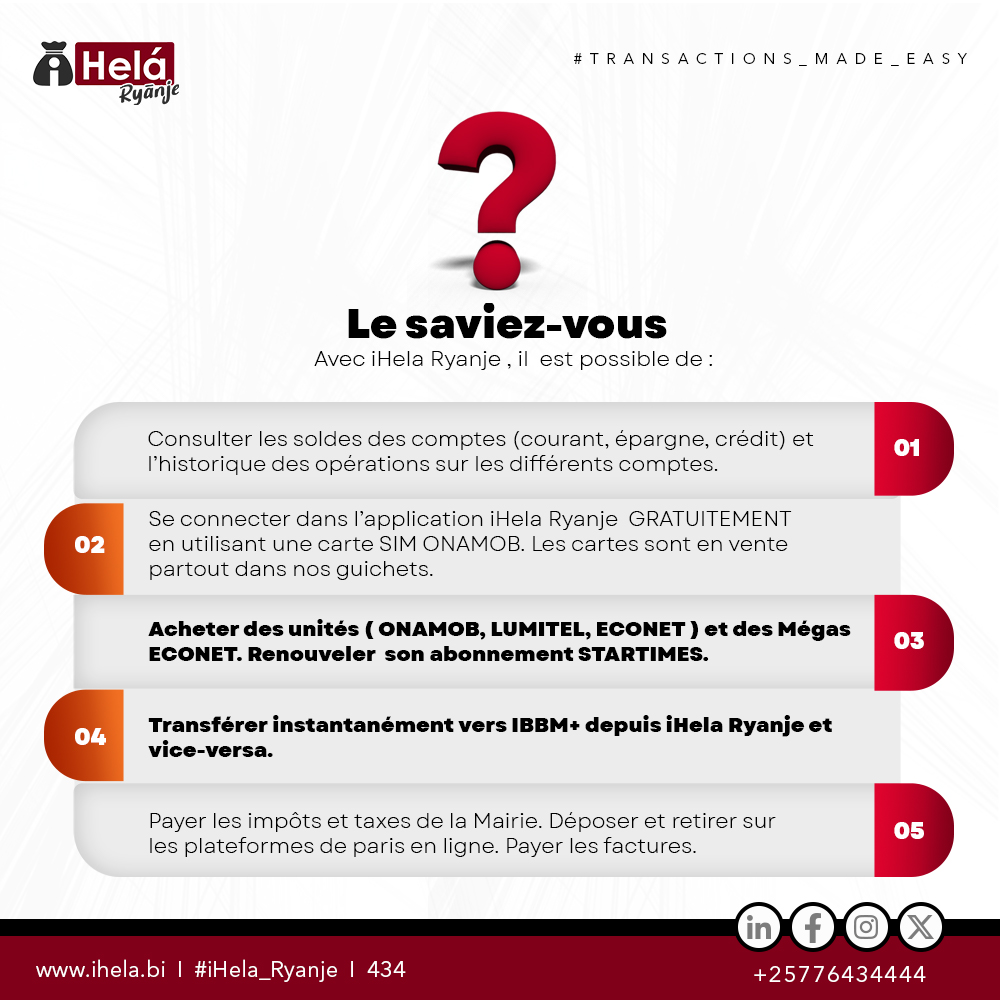 IhelaU's tweet photo. Avez-vous exploré votre application iHela Ryanje de fond en comble?
Découvrez les nouvelles fonctionnalités qui rendront plus agréable l'utilisation de l'application. (02, 03, 04)
#IhelaRyanje
#CashlessSociety
#TransactionsMadeEasy
#IhelaMerchantServices
#ZeroRate https://t.co/4Jw2j6zuTj