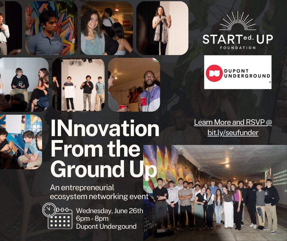 Dupont Underground (@dupontundergrnd) on Twitter photo Help us welcome @STARTedUP Foundation to DC! Their mission? To teach students innovation and entrepreneurship. Top 10 teams from Indiana will network, learn, and pitch ideas. Let’s celebrate our future innovators! 🌟 #STARTedUP #Innovation #Entrepreneurship <a href="/TheDCArts/">DC Commission on the Arts & Humanities</a> Help us welcome @STARTedUP Foundation to DC! Their mission? To teach students innovation and entrepreneurship. Top 10 teams from Indiana will network, learn, and pitch ideas. Let’s celebrate our future innovators! 🌟 #STARTedUP #Innovation #Entrepreneurship <a href="/TheDCArts/">DC Commission on the Arts & Humanities</a>