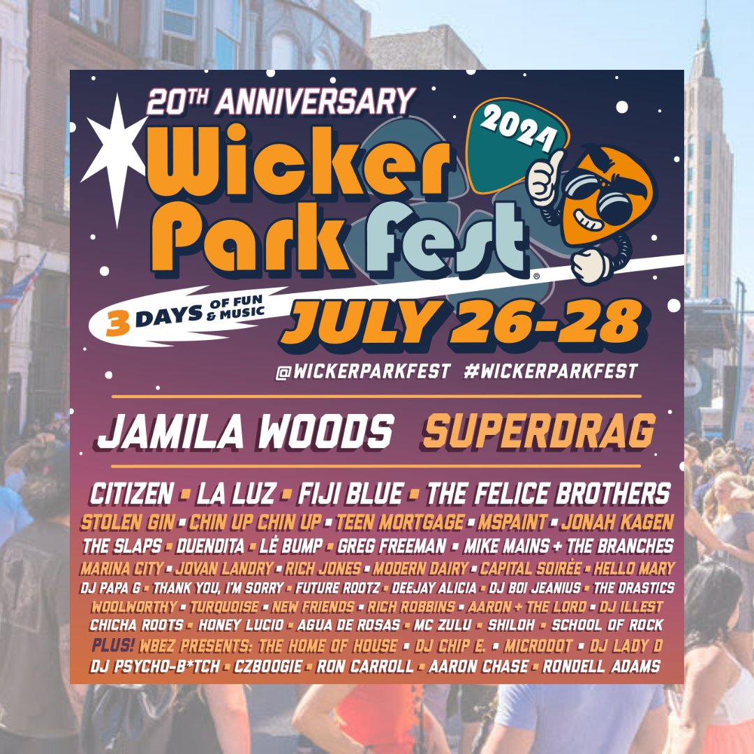 🚨THE FULL LINE UP 🚨

Mark your calendars July 26-28! 🎸 Wicker Park Fest's 2024 full lineup and schedule for the 20th Anniversary year is here! #wickerparkfest #lineup #wpf24