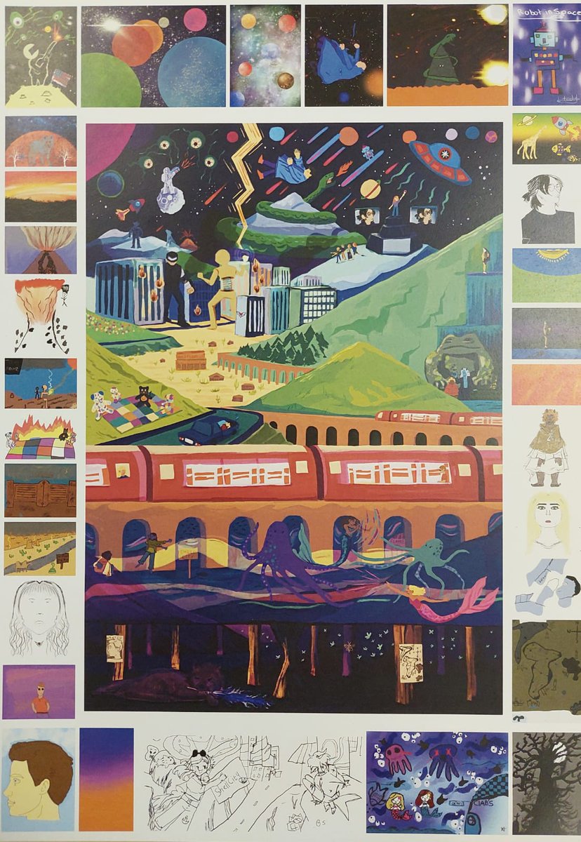 Stunning collage of digital art by Merit students compiled by Rumbi, our artist in residence