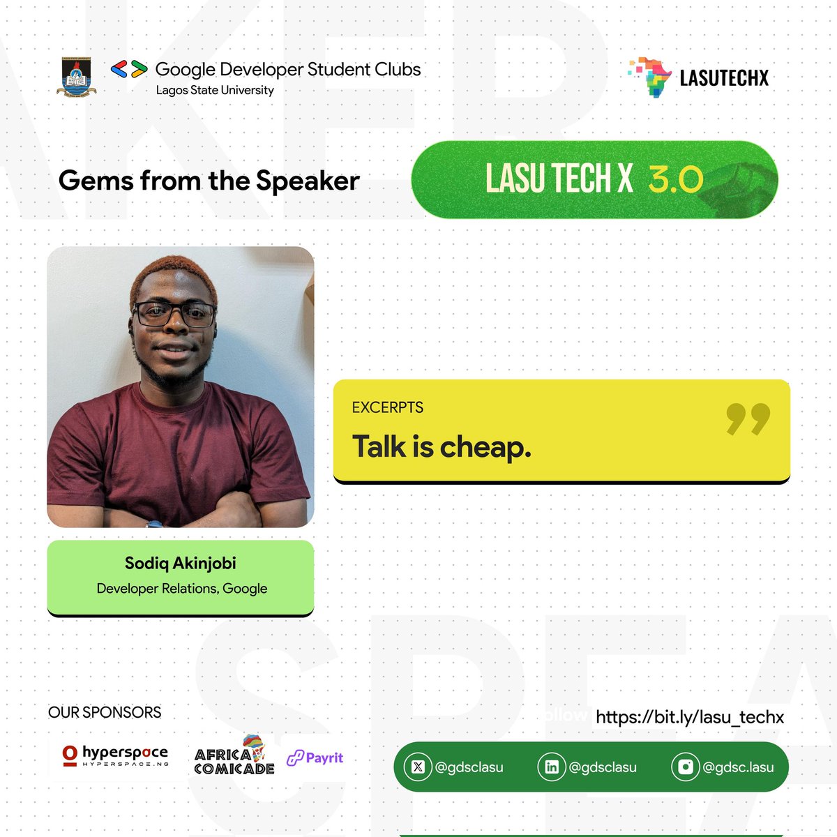 gdgoc_lasu's tweet image. Nuggets from our Keynote Speaker&apos;s session! @Geektutor 🔥

#lasutechx3
👇👇