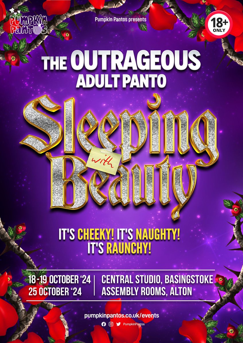Adult panto returns! 18+
Prepare to be titillated and tantalised with our fabulously filthy fairytale!
The world of pantomime will be spun on its head in this hilarious show packed with sauce, smut and shocks. #panto #adultpanto #alton #basingstoke