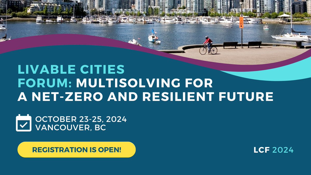ICLEI_Canada's tweet image. Registration is now open for #LCF2024! 📢  Join us in Vancouver on Oct 23-25, 2024 to explore how to maximize the benefits of local climate action through a #multisolving lens 👉  livablecitiesforum.com/registration/

#LCF2024 #LivableCities #ClimateAction