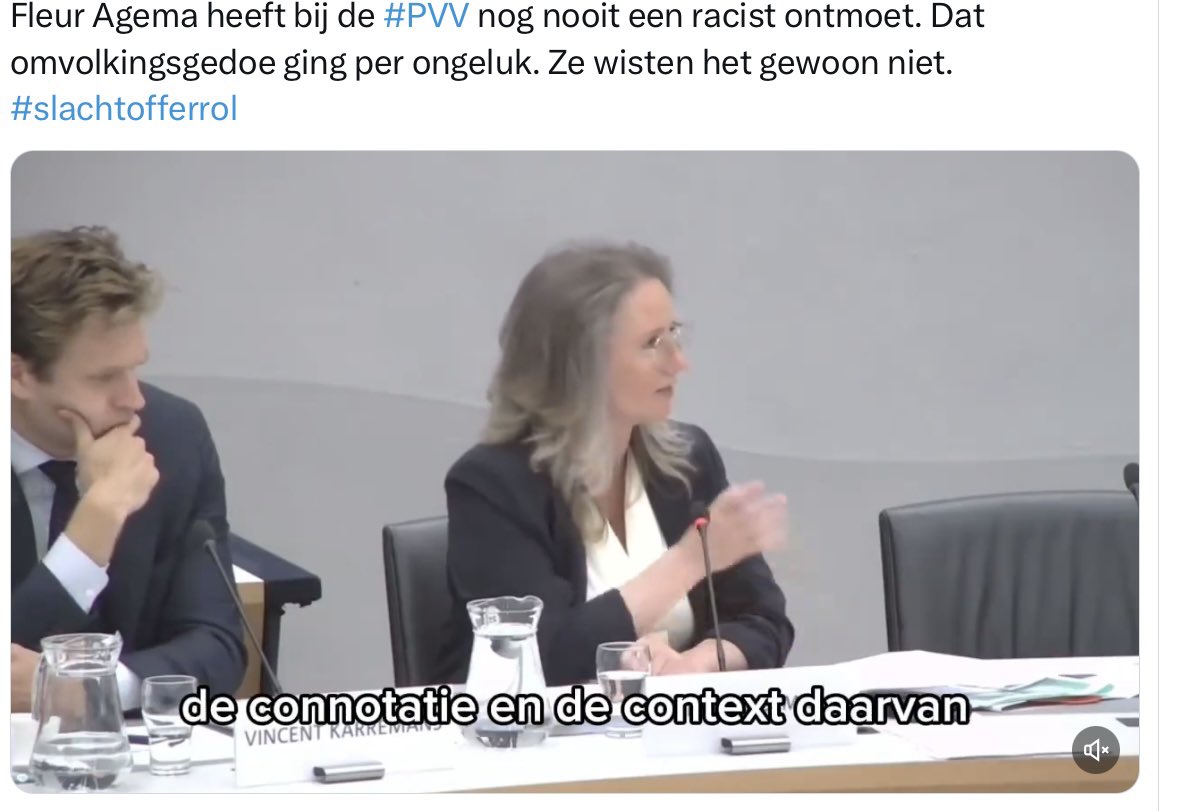 Onvoorstelbaar dat <a href="/VVD/">VVD</a>  en <a href="/PieterOmtzigt/">Pieter Omtzigt</a> nog steeds met zulke mensen wil regeren. Agema volgt hier het scenario dat de PVV heeft ontwikkeld om het omvolkingsschandaal te ontkrachten. Slachtofferrol.