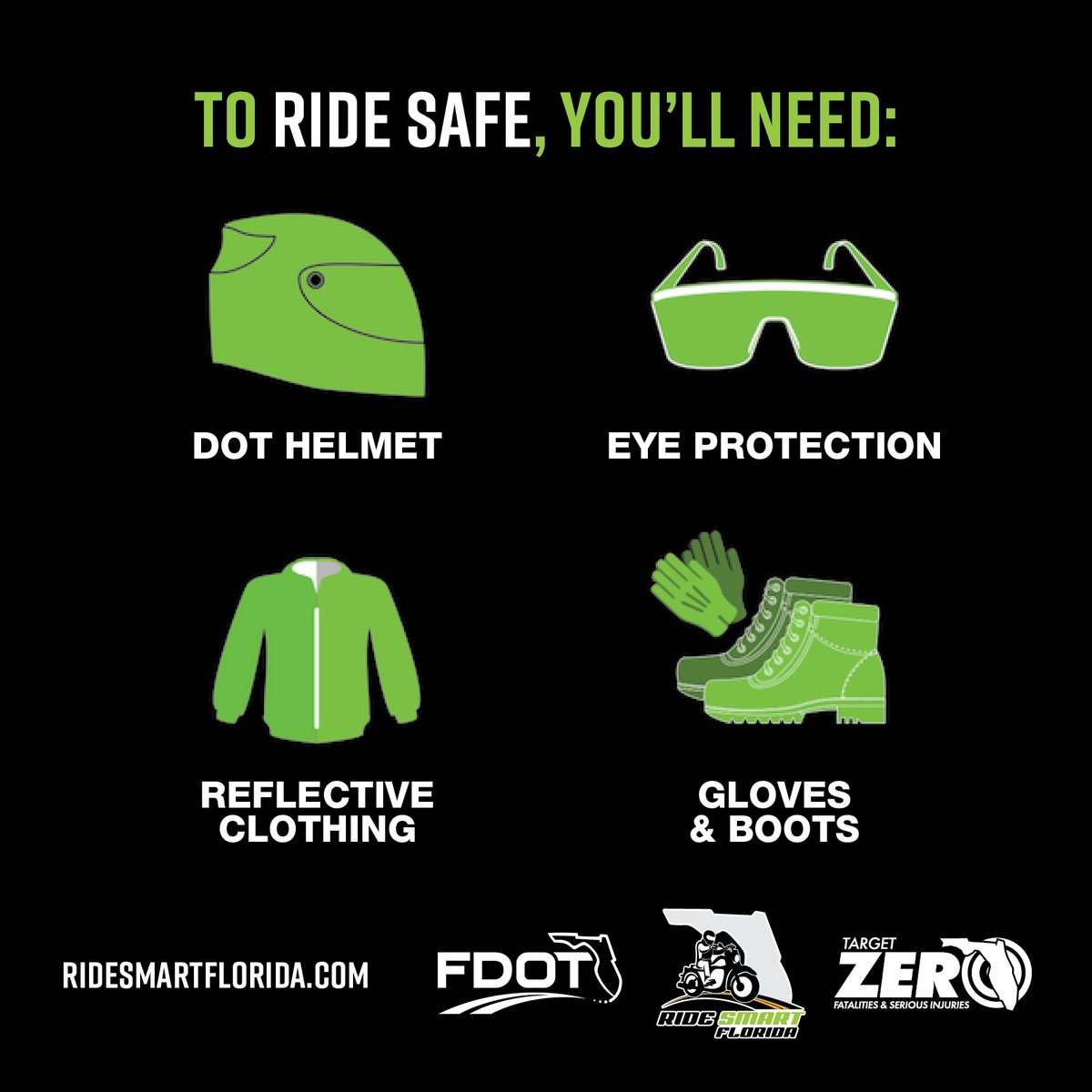 CityofMiami's tweet image. Gear up for safety before hitting the road! Don't forget your helmet, protective eyewear,
reflective clothing, gloves, and boots.
#RideSmartFL #letsgeteveryonehome #SafetyFirst