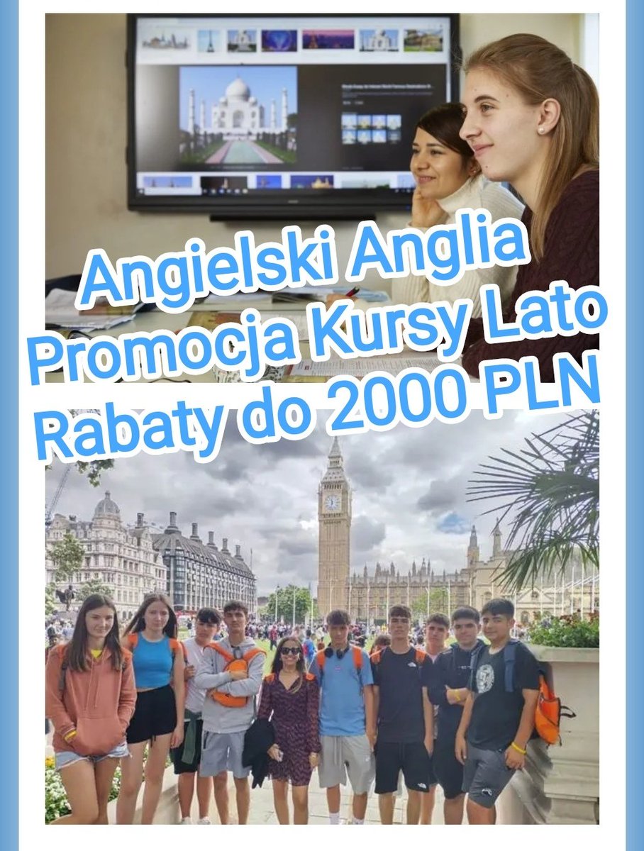 Angielski Anglia Promocja
💂🇲🇹🤑🌞 Chcesz nauczyć się języka angielskiego i podróżować Wakacje z Angielskim 2024 - Anglia Malta - Kursy i Obozy Językowe study.com.pl
Sprawdź zakładka PROMOCJE 
Info ☎️ 666 043 146. e-mail info@study.com.pl