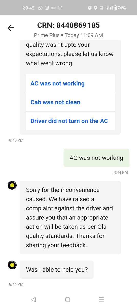 Nlekr's tweet photo. @Olacabs service in hyderabad is so pathetic, firstly drivers ask for payment outside apps , then one agrees but the journey is so f*ked up. Car crashed in the traffic and the AC does not work. Hower ola will just say we have taken this up. @Uber is much better here https://t.co/4UKa1Hqaeb