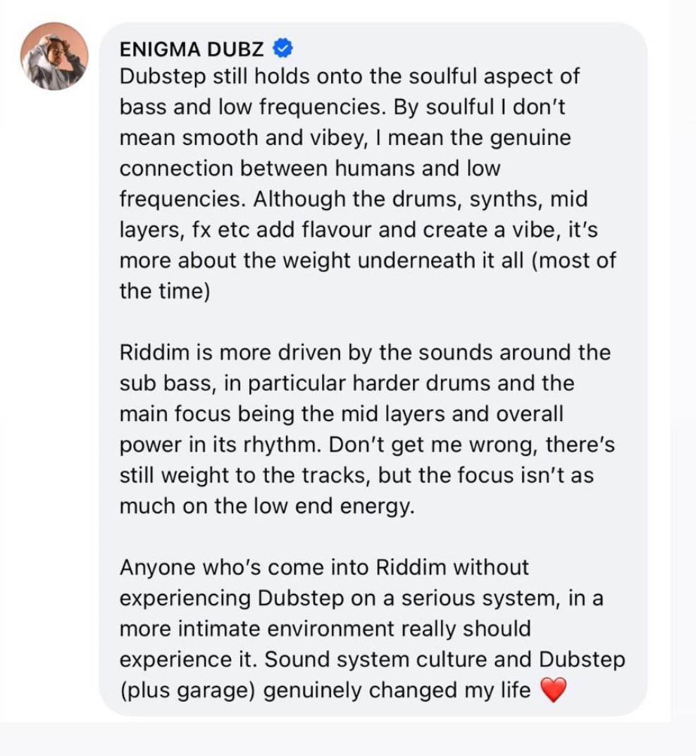 had to share this from <a href="/ENiGMADubz/">ENiGMA Dubz</a> after he answered what the difference between dubstep and riddim is. very good answer / response