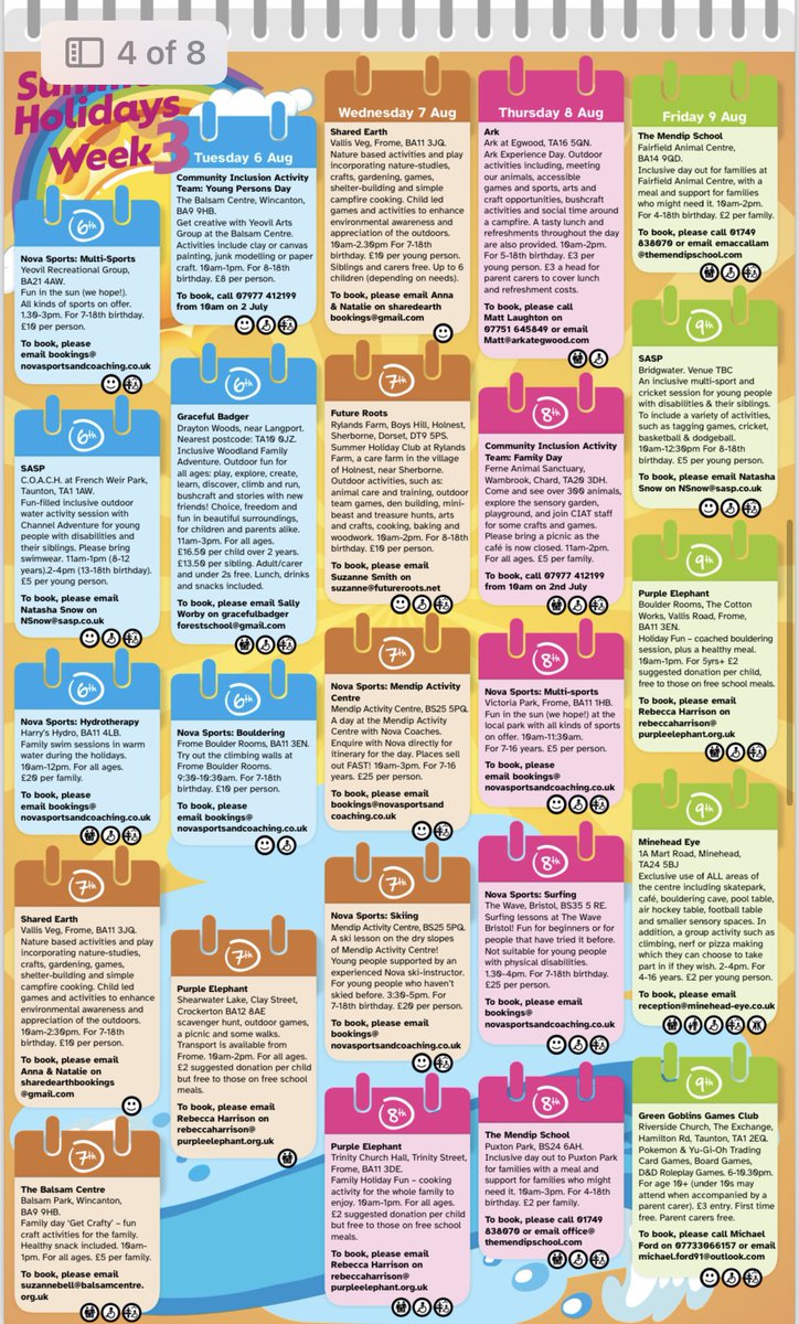 TKASASupport's tweet photo. Community Inclusion and Activity Team Summer Holiday Activity Calendar #SummerHolidays #ActivityCalendar #SomersetCouncil https://t.co/p1XkXVb3Ah