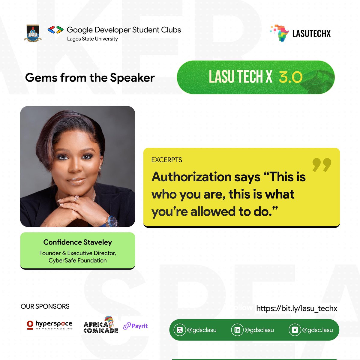 gdgoc_lasu's tweet image. Confidence Staveley, @sisinerdtweets gave insightful security principles for developers to incorporate while coding.

#lasutechx3 #cybersecurity
👇🧵👇