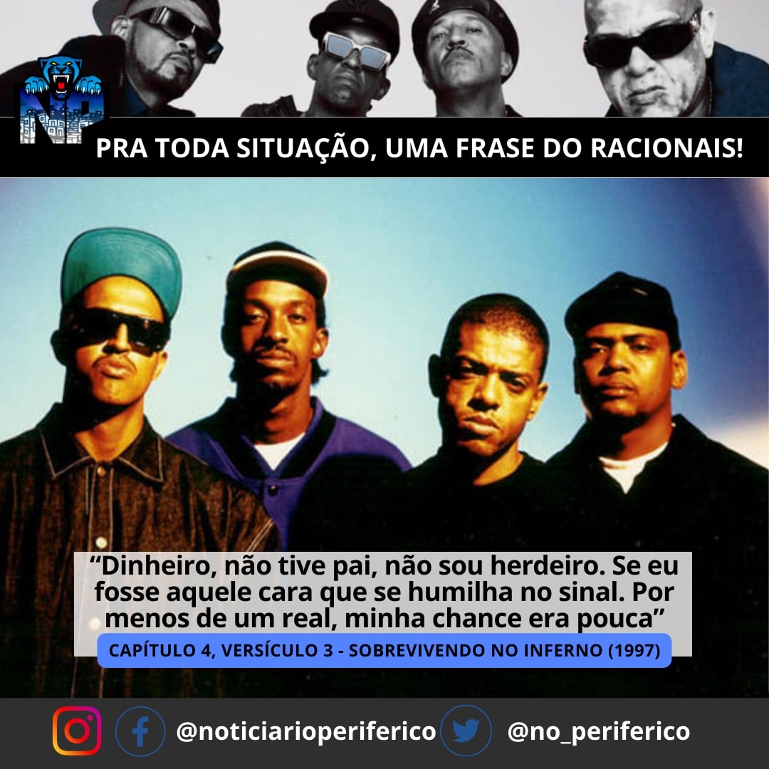 no_periferico's tweet photo. #70
✍🏽: @racionaiscn
🎶: Capítulo 4, Versículo 3
💽: Sobrevivendo no Inferno
📝: 1997
#npcotidiano #sobrevivendonoinferno #capitulo4versiculo3 https://t.co/Hwx4hCVhow