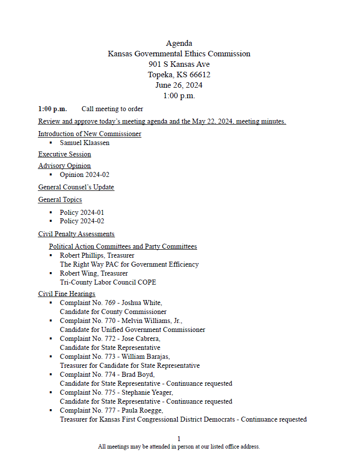 Kansas Governmental Ethics Commission tweet media