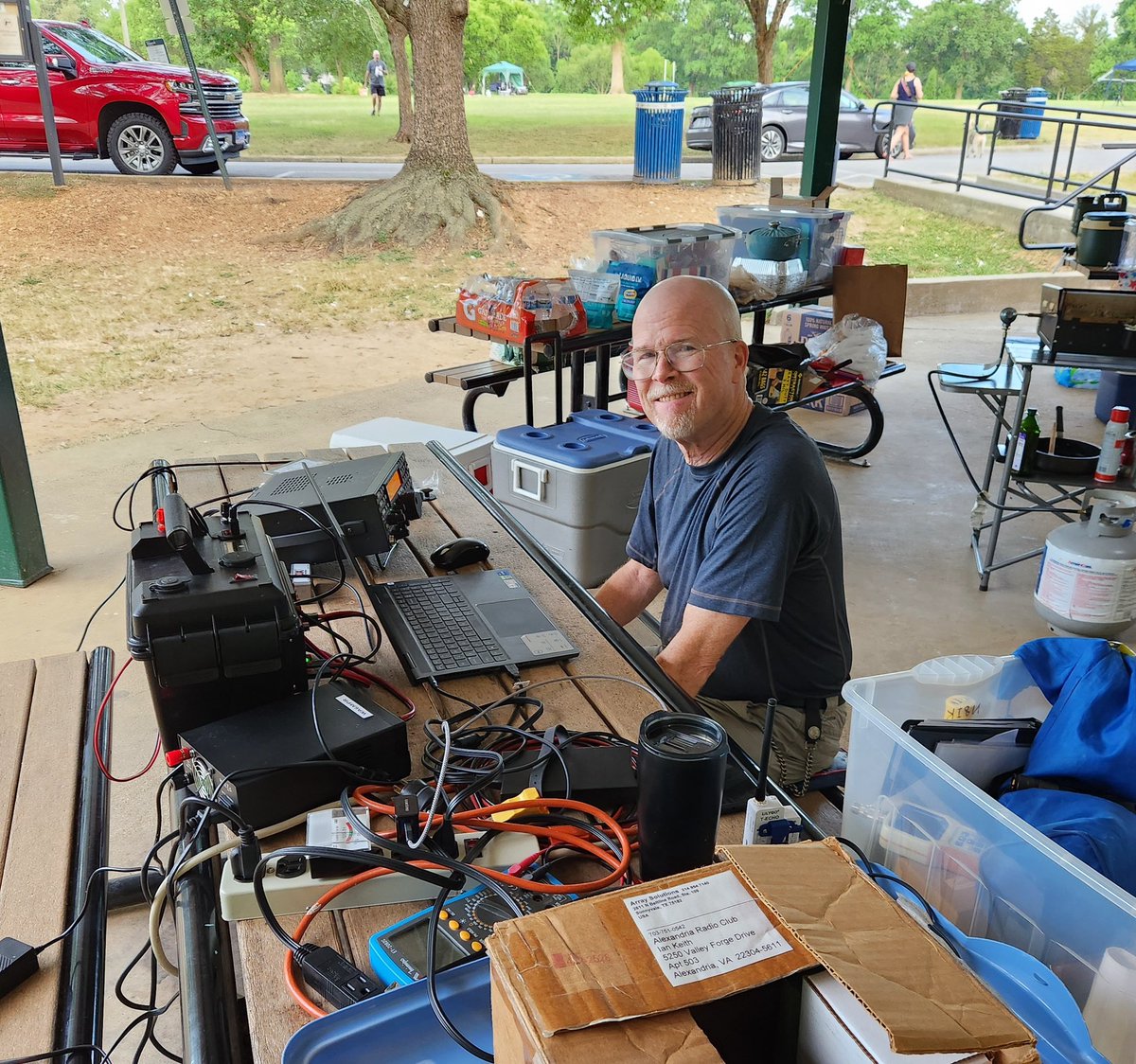 W4HFH's tweet photo. Another great @arrl field day is in the books! Thanks to all that came out to test our equipment by making contacts in field conditions. Pictured are KO4ZIK, WD4ADF, N4SIX, N8IK, and KM4KLK, #hamradio #amateurradio #getontheair #w4hfh #alexandriaradioclub #arrlfieldday2024 https://t.co/hKQXfUbZJC