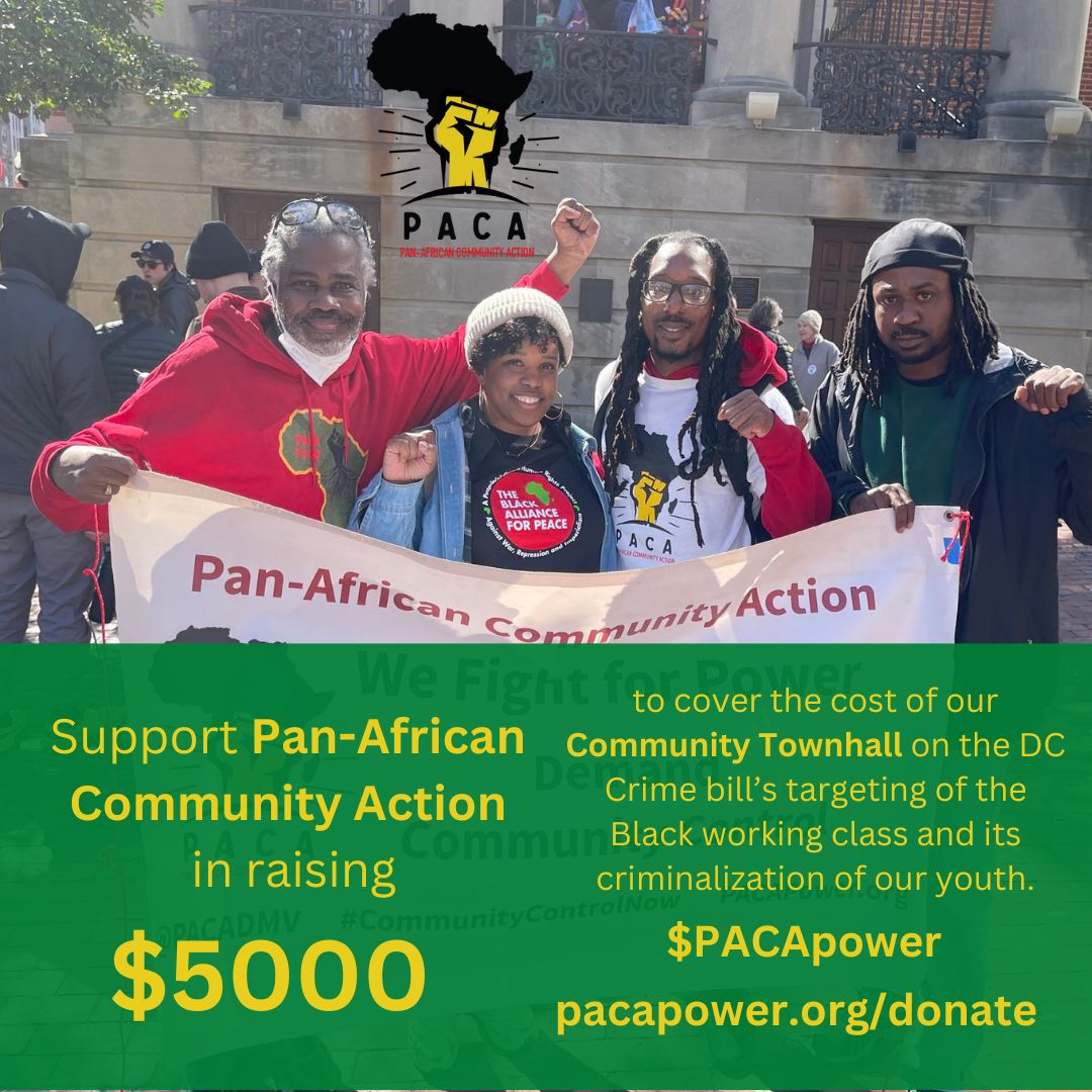 We're raising funds to hold a community town hall on how the DC Crime Bill is repression &amp; criminalization of the Black working class and youth. This is vital work but doesn't attract foundation💲. We appeal to you for support: pacapower.org/donate or CashApp to $PACApower.