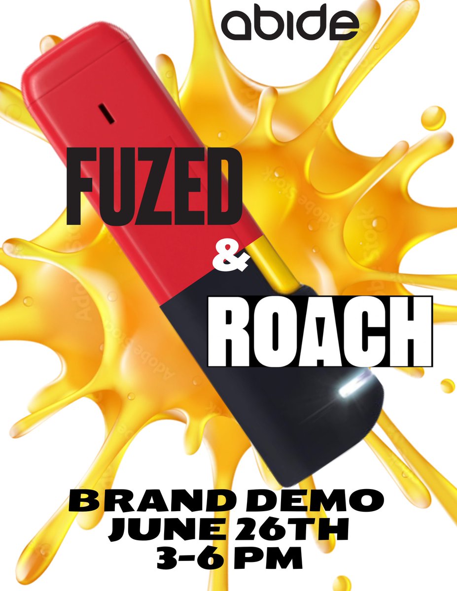 AbideNapa's tweet photo. Join us for a brand demo Today, June 26th, with Fuzed and Roach! Don’t miss this vape pen demo! Whether you like fruity terpenes or live resin, Fuzed and Roach has some incredible disposable vapes! Come talk to the brand rep today! 

https://t.co/JAIhROj7Vu https://t.co/rQ01Y4kVYW