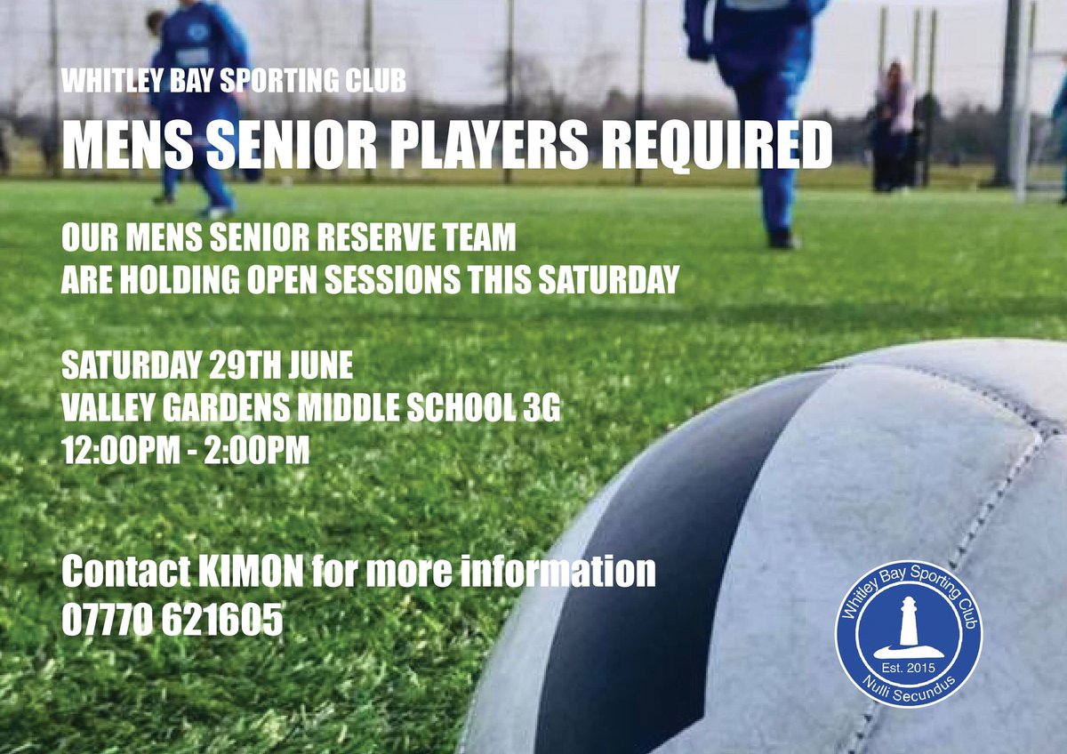 Our mens 'A' team are still recruiting ahead of the new season.

Team plays on a  Saturday in the Northern Alliance. Players must be 16+

Open session this weekend to try out ⚽️