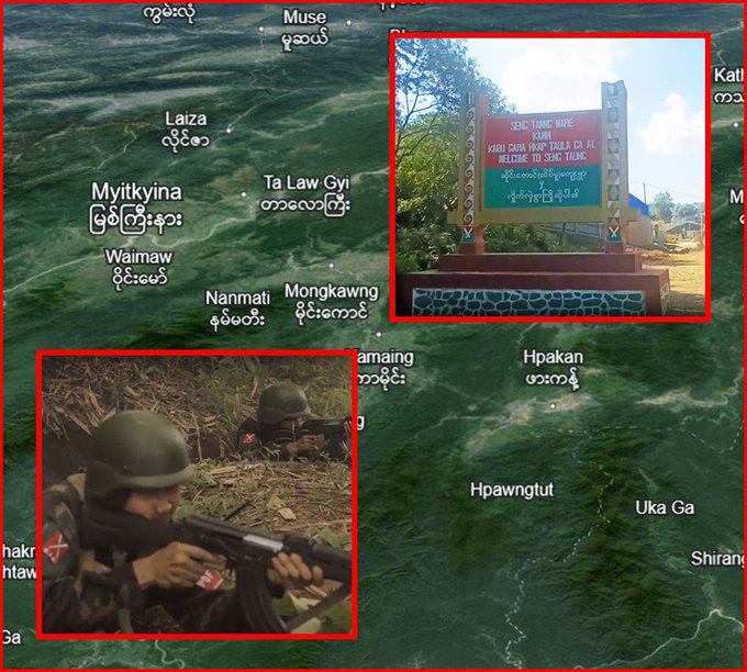 htartha76128693's tweet photo. Kachin Independent Army #KIA and Kachin People Defense Force #KPDF conflicted with the Military Council Troops in #Hsengtaung village, #Hpakan Township on June 25 and one terrorist soldier was killed during the intense battle. #WhatsHappeninglnMyanmar #2024Jun26Coup https://t.co/cBppO9ARGC