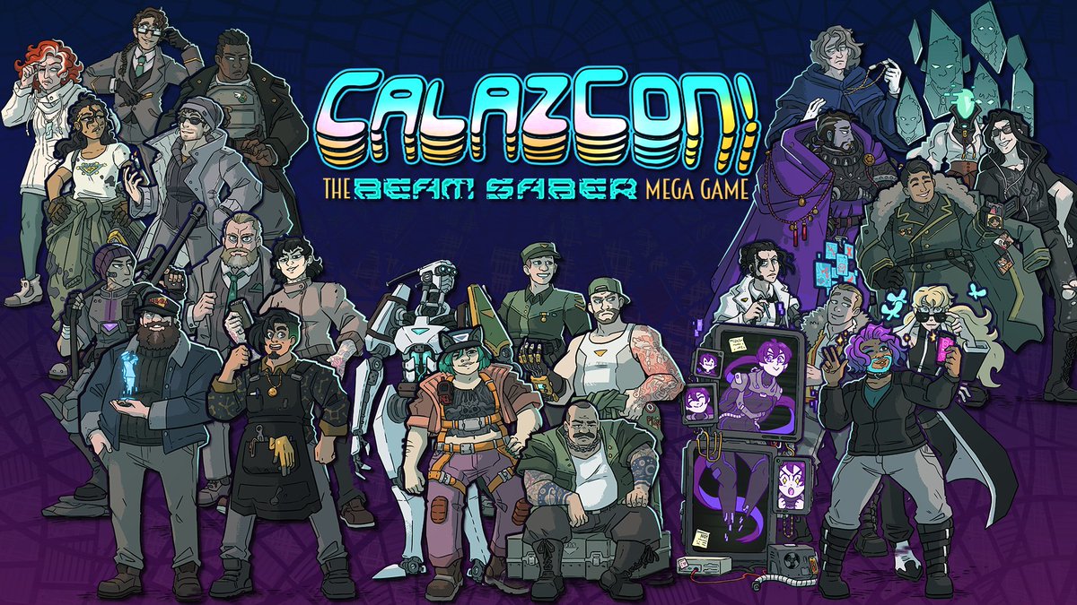 Notaninn's tweet photo. In case you missed it, #CalazCon is launching August 5th! This mega game actual play features 30 participants, pictured here, across 6 play groups! Find it on YouTube or your podcatcher of choice! https://t.co/KWEpUwOB6t