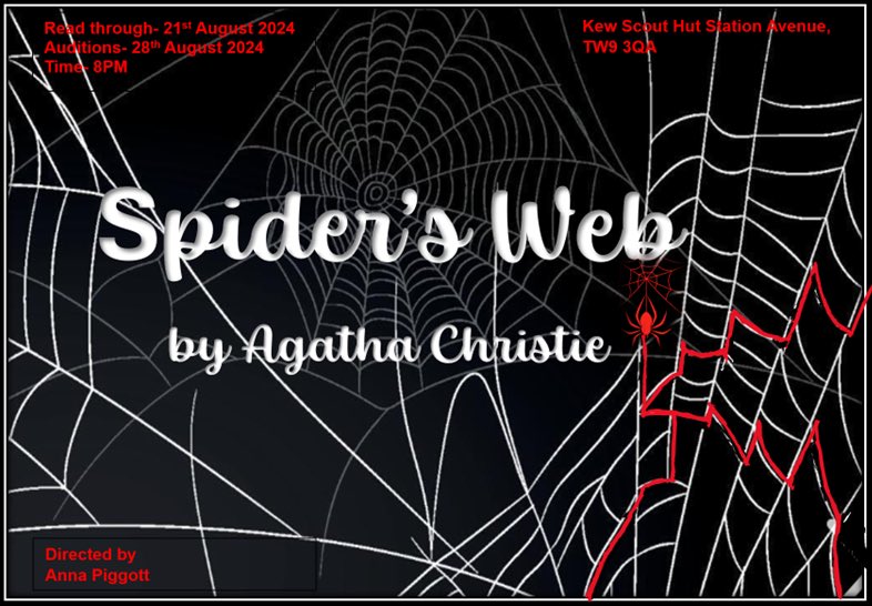 Get in touch - Reading 21st Aug &amp; Auditions 28th Aug - 8pm
#artsrichmond #livetheatre #agathachristie #actors #reading #auditions #twickenham #richmond #kew
#richmonduponthames