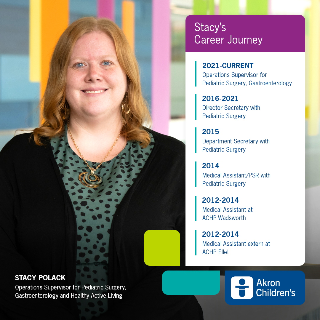 Meet Stacy Polack, Operations Supervisor at Akron Children's, who has advanced in her career over the years with the hospital's unwavering support. Read firsthand about Stacy’s inspiring journey: bit.ly/3yLU5J2  #ACHMoreThanAJob