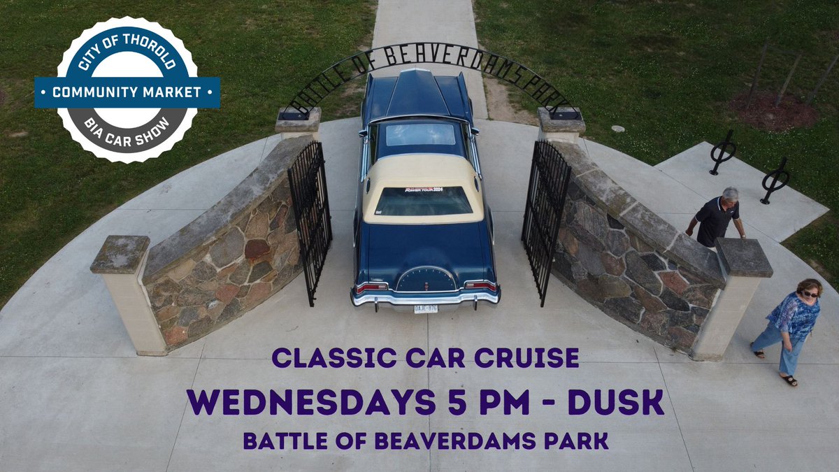 Join us tonight for the Classic Car Cruise 🎲

📍 Thorold Community Market, Battle of Beaverdams Park
🕔 5 pm to dusk

Cruise on over to Battle of Beaverdams Park, listen to the live music, grab a bit to eat, enjoy a beer, checkout the vendors and play the 50/50 draw to win p ...