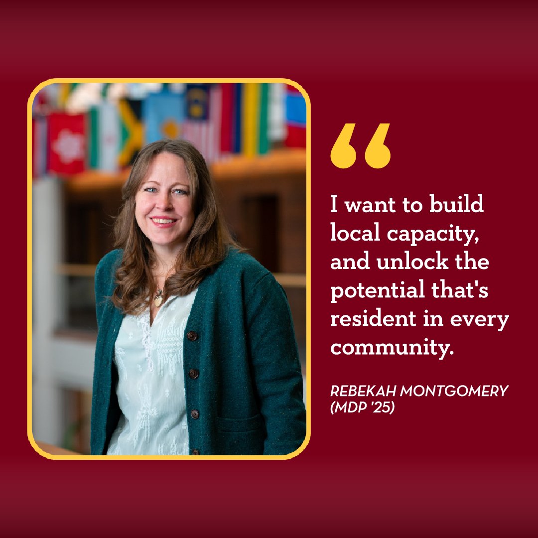 HHHSchool's tweet image. Now retired from the Air Force, Rebekah Montgomery (MDP '25) is starting a new career. ➡️ She wants to help people who are new to local communities to thrive despite complex challenges, and before humanitarian situations occur. 🌟 ow.ly/vbfA50Sb5oY #DevelopmentPractice