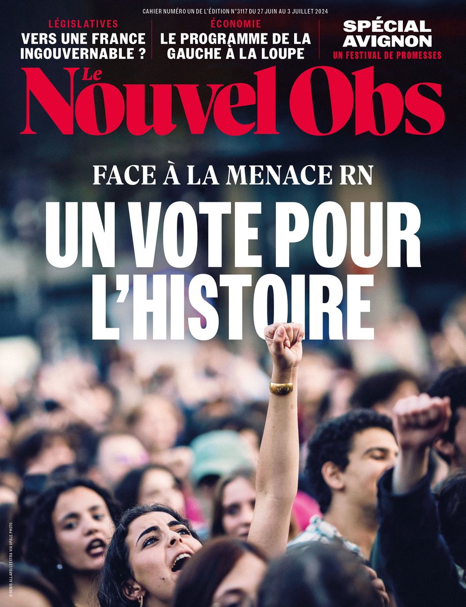 Le Nouvel Obs (@le_nouvelobs) on Twitter photo 🗞️ Cette semaine, <a href="/Le_NouvelObs/">Le Nouvel Obs</a> consacre sa une à la menace qui plane. Pour la première fois sous la Ve République, l'extrême droite pourrait obtenir la majorité absolue à l'Assemblée nationale. À moins que le pays ne devienne ingouvernable ?
Avec sa dissolution inopinée, 🗞️ Cette semaine, <a href="/Le_NouvelObs/">Le Nouvel Obs</a> consacre sa une à la menace qui plane. Pour la première fois sous la Ve République, l'extrême droite pourrait obtenir la majorité absolue à l'Assemblée nationale. À moins que le pays ne devienne ingouvernable ?
Avec sa dissolution inopinée,