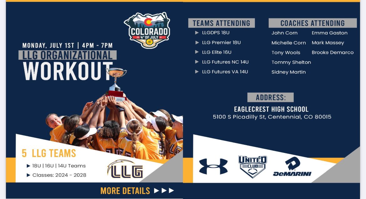 Practice day in Colorado!! College Coaches will be attending come check us out!⚡️⚡️<a href="/Org_LLG/">Lady Lightning Gold Org Account</a> <a href="/LadyLightningG2/">LLG DPS</a>