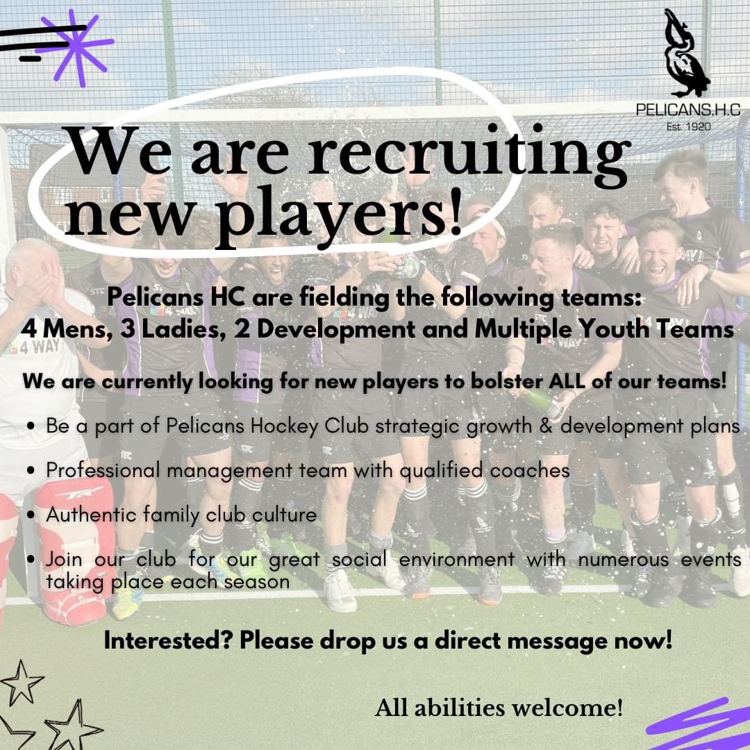 📣PLAYER RECRUITMENT📣

Want to join a club with a strong sense of community and big ambitions?

Are you new to the area, looking for a new team or wanting to start playing hockey? We welcome all abilities, and levels of fitness! 

DM for more info 🖤💜
