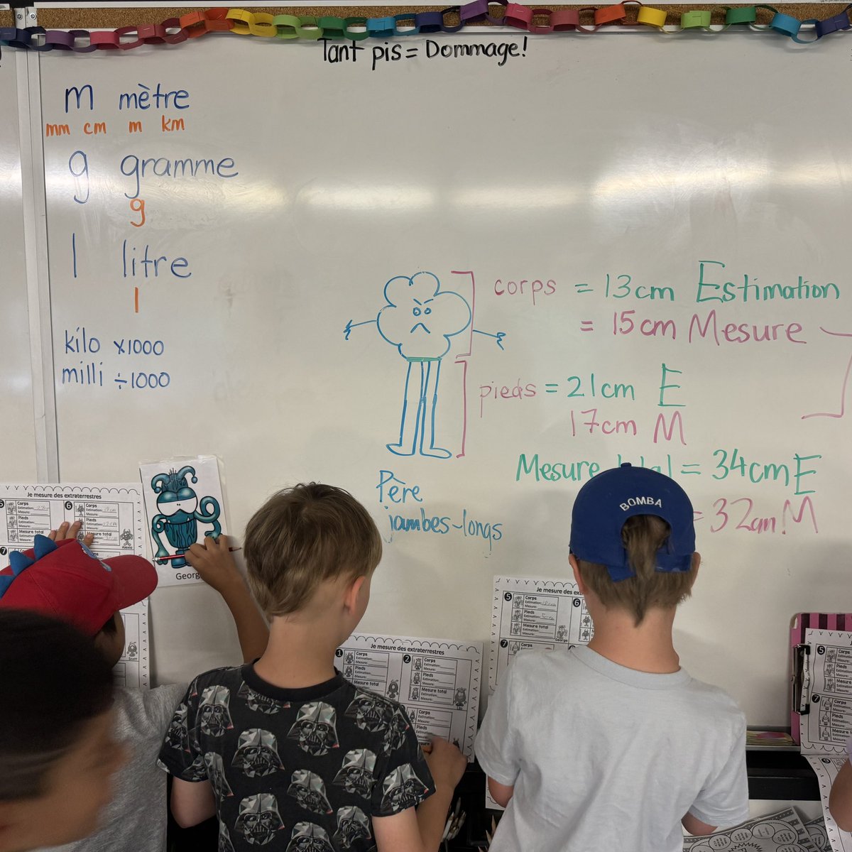 Estimating the size of monstres en centimètres. Demain on mesure.