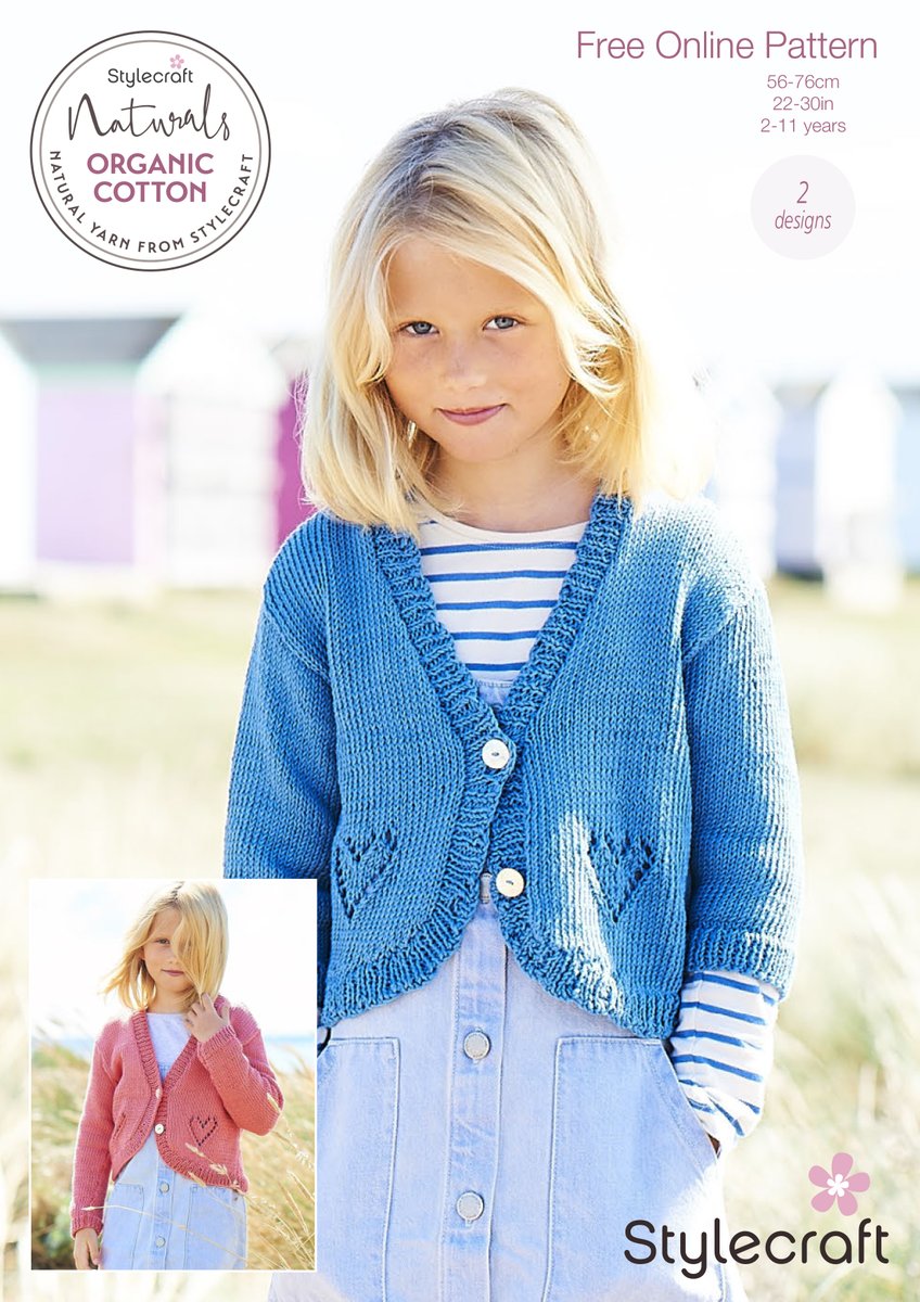 This pretty kids cardie is perfect for summer. It's knitted in Naturals Oragnic Cotton - find the pattern on our free pattern page (088) stylecraft-yarns.co.uk/patterns?free=…
