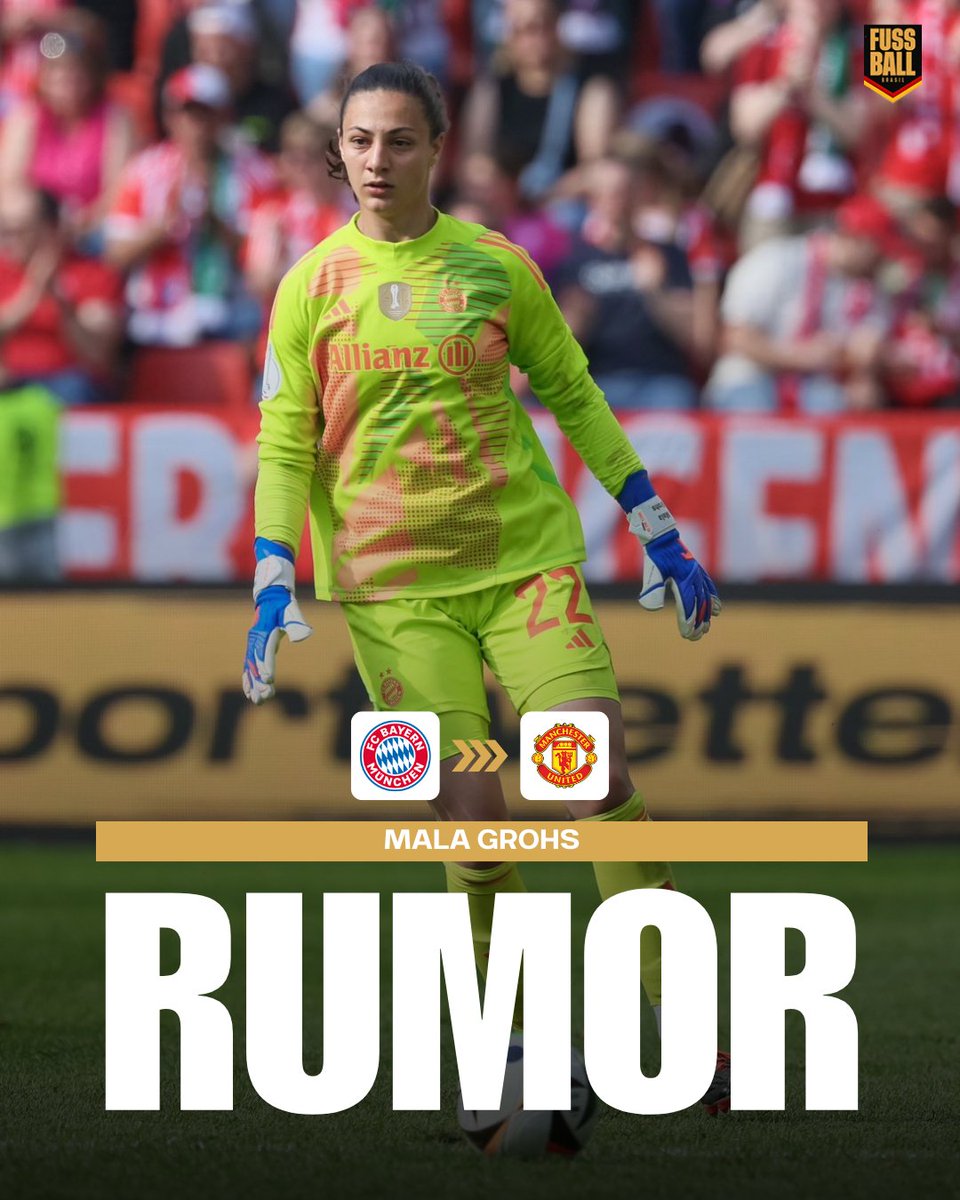 FussballBR's tweet photo. 👱‍♀️🇩🇪🔁 Em busca de uma nova goleira após a saída de Mary #Earps (31), o Manchester United estaria de olho em Mala #Grohs (23), do FC Bayern. 

De acordo com a Sky Sports, Grohs estaria disposta a deixar o atual bicampeão alemão para realizar seu desejo de ingressar em uma equipe de ponta da Inglaterra. 

Vale mencionar que o FCB recentemente acertou a contratação de Ena #Mahmutovic (20), maior jóia do gol alemão, e possui outras opções de grande potencial para posição.

Há alguns dias, o nome de Merle #Frohms (29), do VfL Wolfsburg, também foi ventilado em ambos os lados de Manchester, mas o diretor esportivo das Lobas Ralf Kellermann fechou as portas para uma saída nesta janela.
