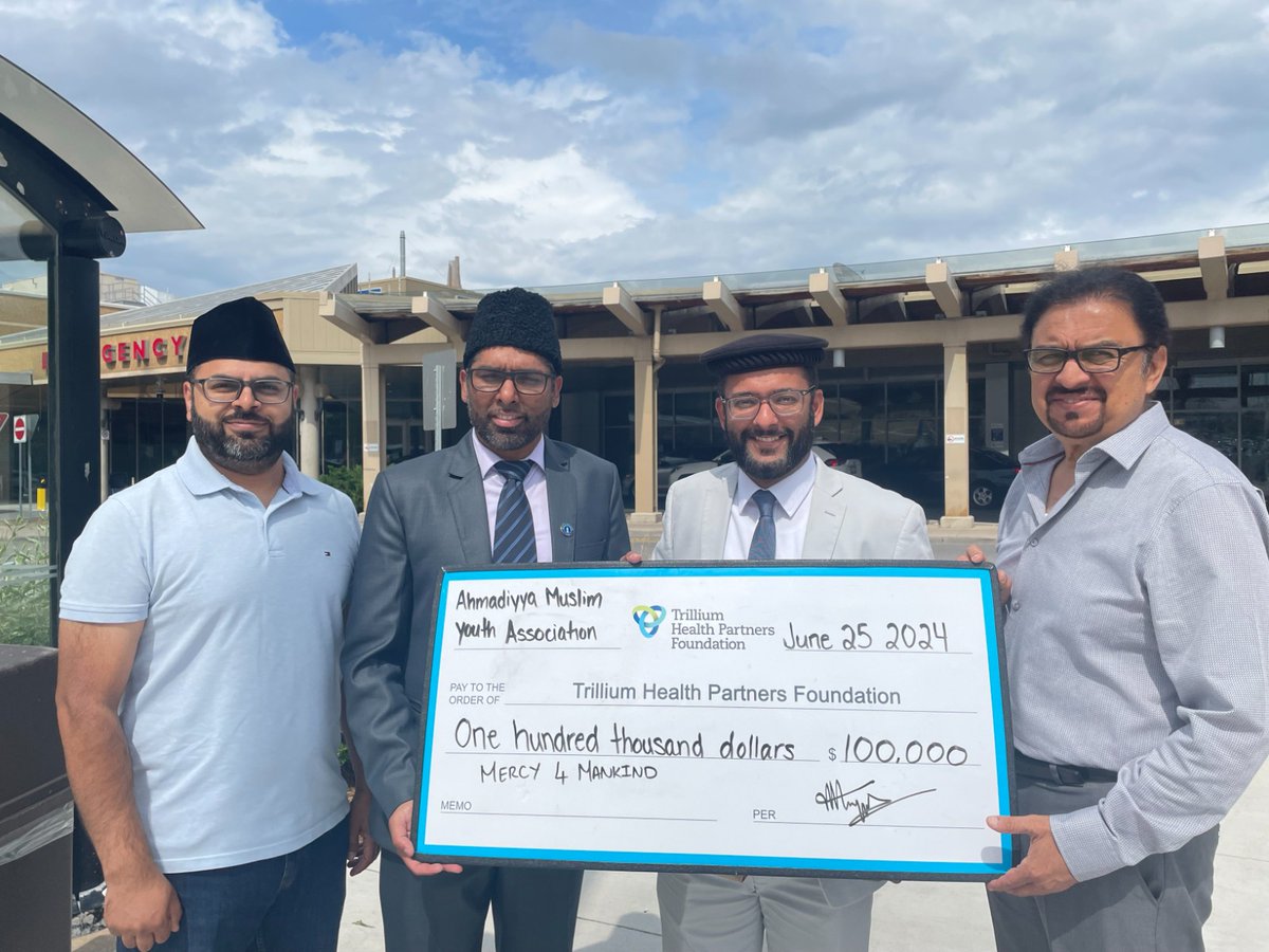 The inauguration ceremony for a plaque honouring the Ahmadiyya Muslim Youth Association was held at Credit Valley Hospital, Mississauga, ON on June 25, 2024

In acknowledgment of a $100,000 CAD donation to the Hospital, raised through the Annual #RunForMississauga

#Mercy4Mankind