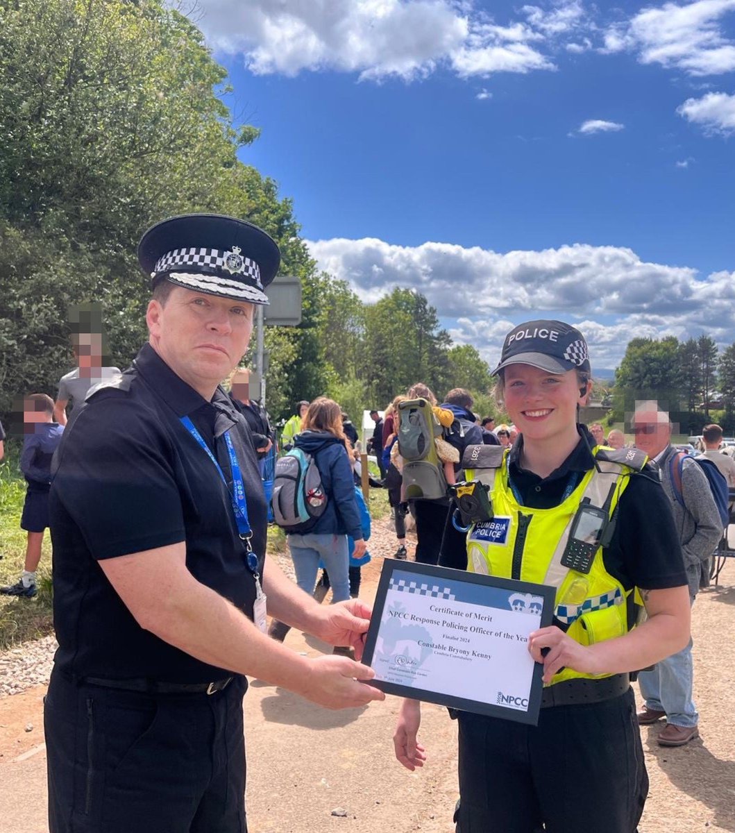 Cumbriapolice's tweet image. An officer based in @barrowpolice has been chosen as Cumbria’s Response Police Officer of the Year 2024

PC Bryony Kenny was nominated by her Inspector to represent Cumbria as a nominee for the national Response Police Officer of the Year

orlo.uk/QpcJf

@CumbriaChief