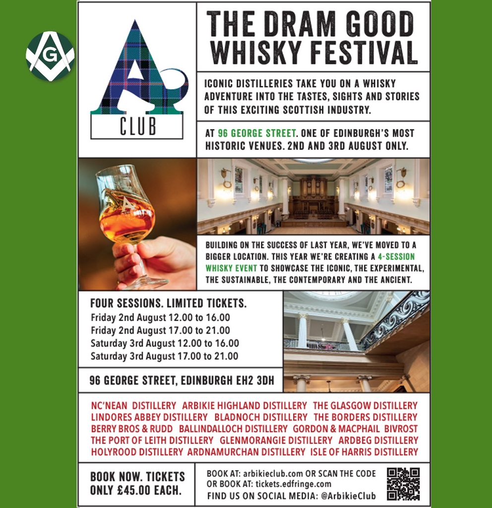 ScotsMasons's tweet photo. You can book your tickets via the link below
DRAM GOOD WHISKY FESTIVAL โ Dram Good Whisky Festival โ A Club (https://t.co/Al6eXqbTvM)
#whiskyfestival
#dramgood
#dramwhisky
#arbikiedistillery
#arbikie
#freemasons https://t.co/3JjwZJy9ej