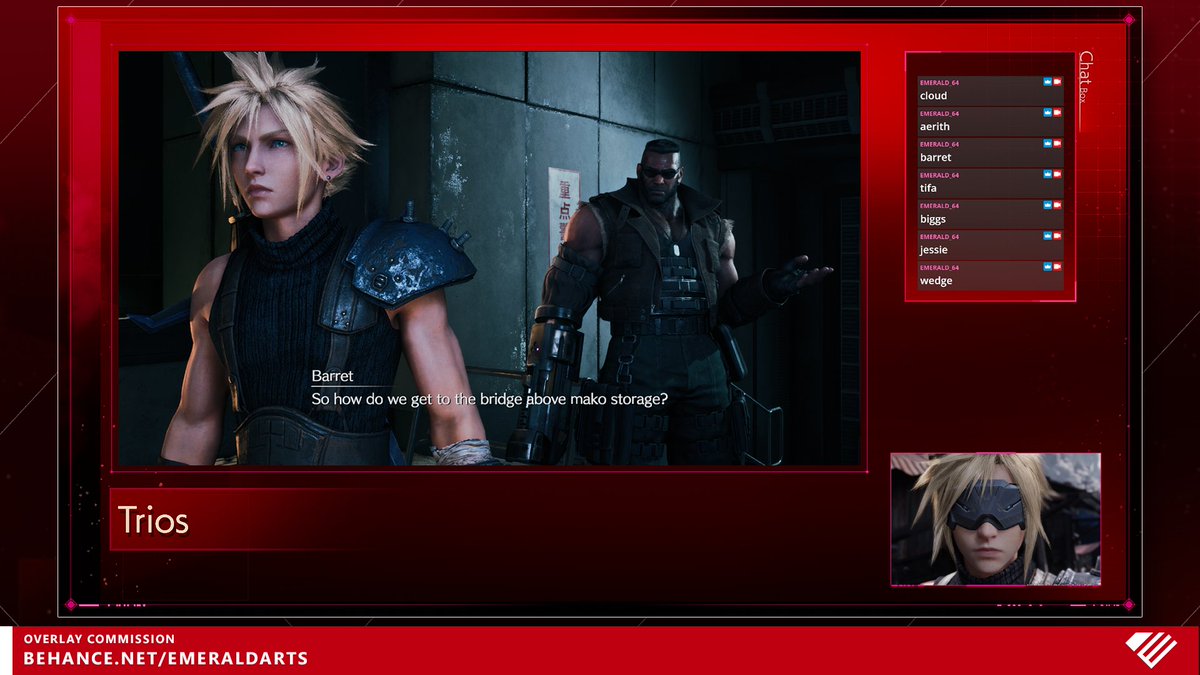 Final Fantasy VII Remake styled overlay commission for @/Redik_Trios