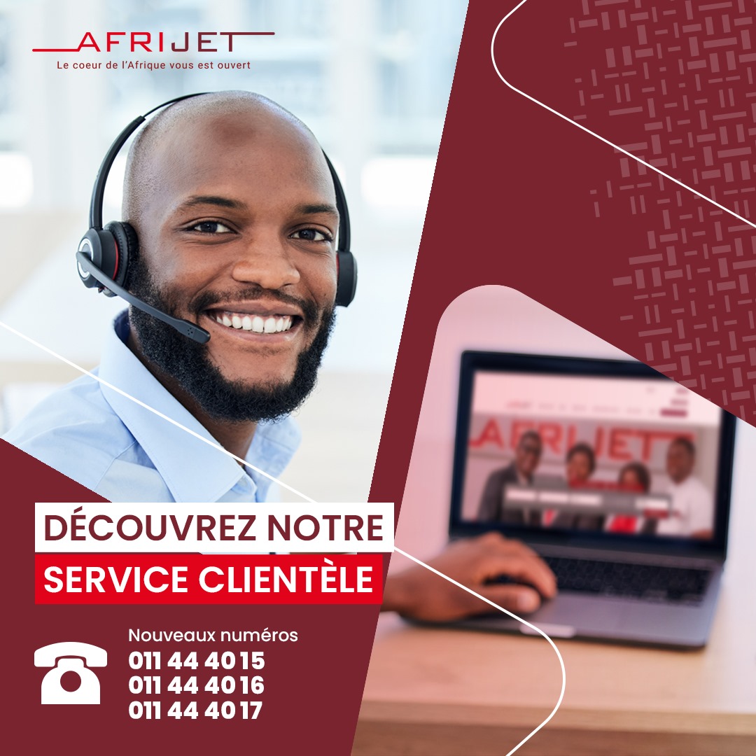 📞 Besoin d'aide ?  

Nos conseillers sont là pour répondre à toutes vos questions concernant vos voyages ✈️   

Contactez-nous ou visitez notre sitre afrijet.com pour plus d'informations 😉   

#Afrijet #Serviceclient #Callcenter