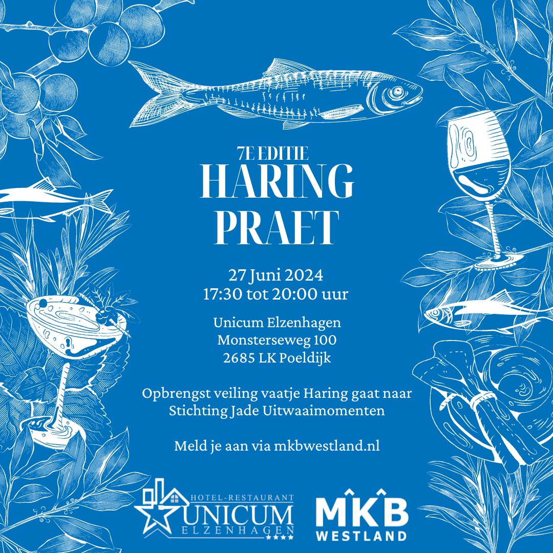 Morgen jaarlijkse HaringPraet van <a href="/mkbwestland/">MKB Westland</a> Wethouder Peter Valstar <a href="/GemWestland/">Gemeente Westland</a> maakt de 1e haring schoon. Vaatje wordt geveild door <a href="/AlphonsdeWit/">Alphons de Wit</a> voor goede doel stichting Jade #ondernemendwestland