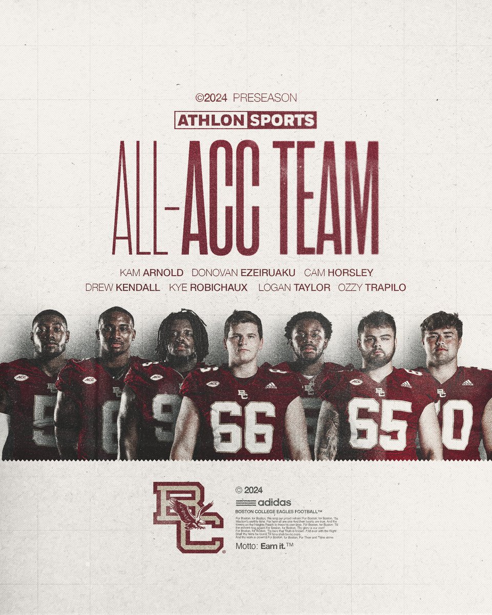 Boston College Football (@bcfootball) on Twitter photo Representing the Maroon & Gold on the <a href="/AthlonSports/">Athlon Sports</a> Preseason All-ACC squad 🦅
#EarnIt Representing the Maroon & Gold on the <a href="/AthlonSports/">Athlon Sports</a> Preseason All-ACC squad 🦅
#EarnIt