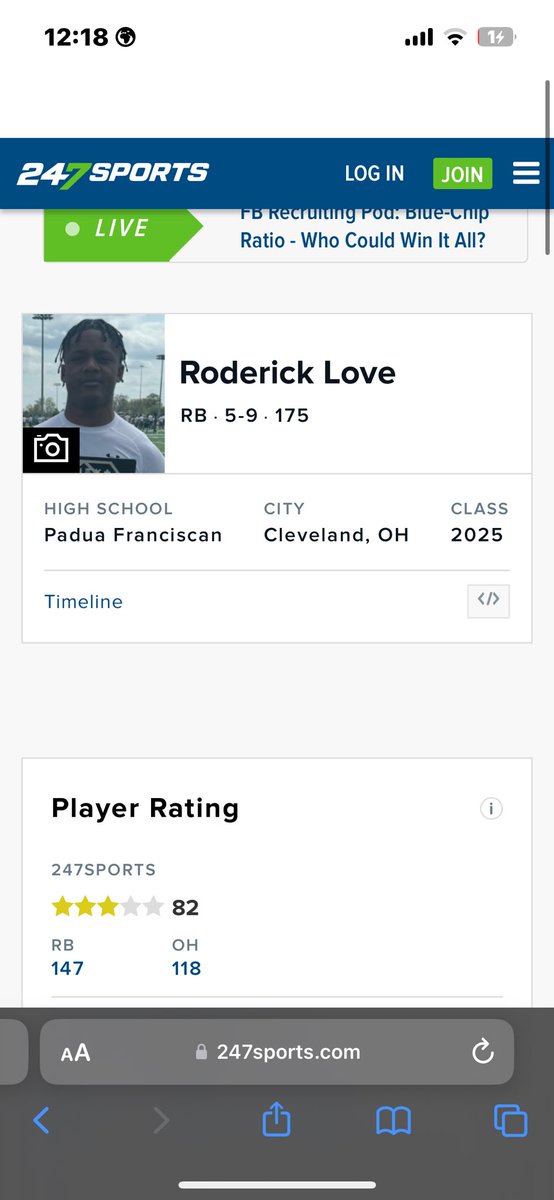 Roderick Love (@rod_love10) on Twitter photo Thank you for the 3 ⭐️ rating !!
<a href="/247Sports/">247Sports</a> <a href="/247recruiting/">247Sports Recruiting</a> <a href="/AllenTrieu/">Allen Trieu</a> <a href="/TomLoy247/">Tom Loy</a> <a href="/paduabruinsfb/">Padua Bruins Football</a> <a href="/CoachKubs33/">Kevin Kubit</a> Thank you for the 3 ⭐️ rating !!
<a href="/247Sports/">247Sports</a> <a href="/247recruiting/">247Sports Recruiting</a> <a href="/AllenTrieu/">Allen Trieu</a> <a href="/TomLoy247/">Tom Loy</a> <a href="/paduabruinsfb/">Padua Bruins Football</a> <a href="/CoachKubs33/">Kevin Kubit</a>