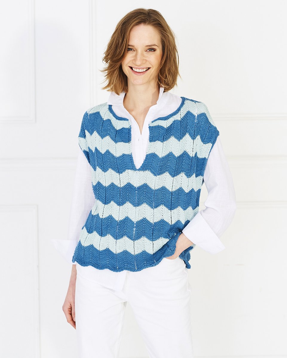 The Deep Sea and Seafoam shades of Naturals Bamboo+Cotton are combined in a chevron pattern for this fun summer top.
stylecraft-yarns.co.uk/patterns/9991/…