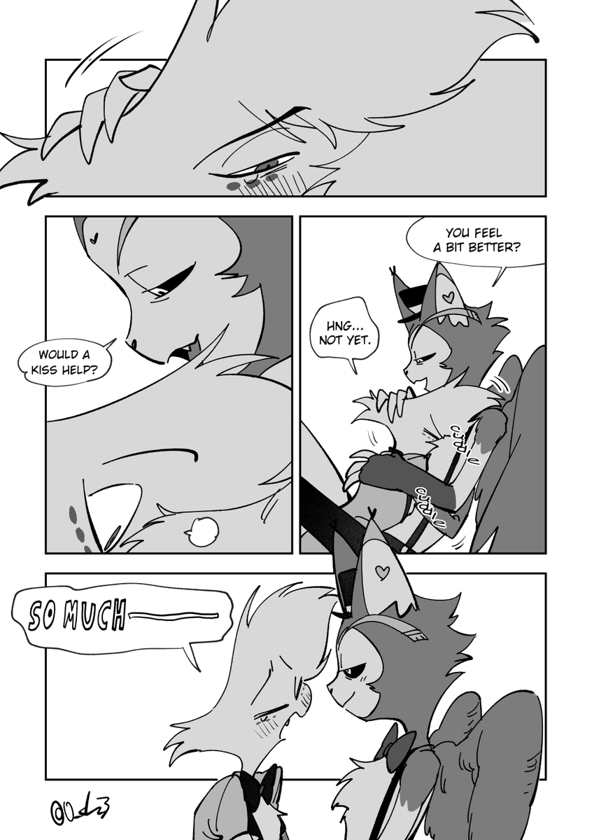 daigina_3's tweet photo. Isn't helping guests part of the job? (1/2) 
🇯🇵og work @0_cha3 
📕translation by me
.
.
#huskerdust #hazbinhotel #HazbinHotelAngeldust #HazbinHotelHusk https://t.co/GeDwvK9V3T