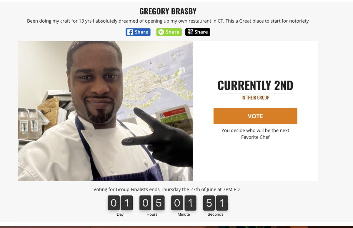 SheKnowsSports's tweet image. Did you vote today? Hubby was in 1st, but JUST got dropped back to #2. We HAVE to be No. 1 this week to move to the quarterfinals, so this is huge! (And we ain't trying to be THOSE people, but we are trying to win, so donation votes DO help!) #favchef 

favchef.com/2024/gregory-b…